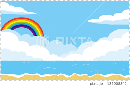 虹のかかる海の背景ベクターイラスト素材 125008842