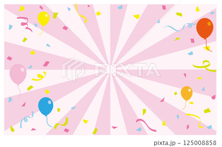 紙吹雪と風船のピンクの背景イラスト素材 紙吹雪と風船のピンクの背景イラスト素材 125008858