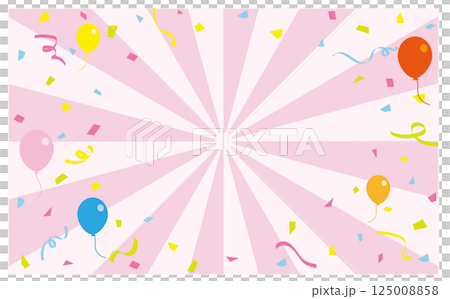 五彩紙屑和氣球粉紅色背景插圖素材 125008858