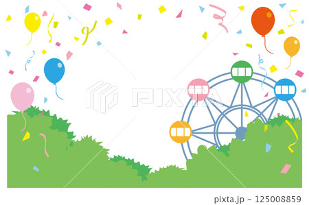 紙吹雪と風船の舞う遊園地の背景ベクターイラスト 125008859