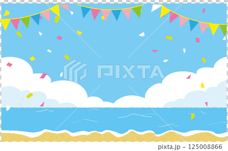 節日裝飾和五彩紙屑的海洋的可愛背景材料 125008866