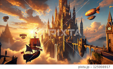 天空に浮かぶ蒸気城と飛行艦の旅路 125008917