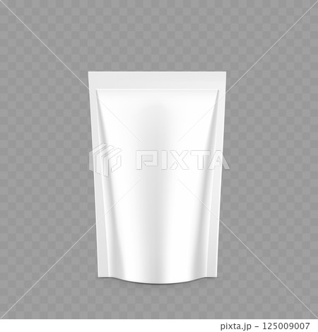 White Stand-Up Pouch Packaging Mockup for Food or Liquid Vector 125009007