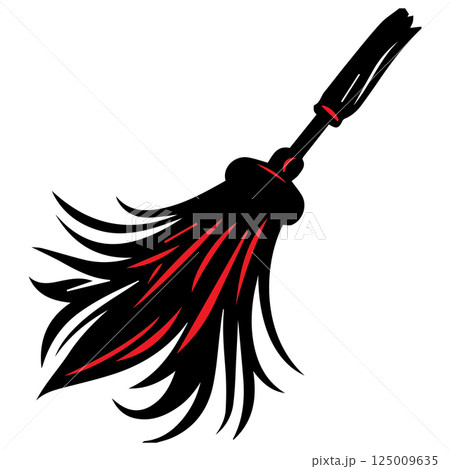 icon of a witch and a flying broomstick 125009635