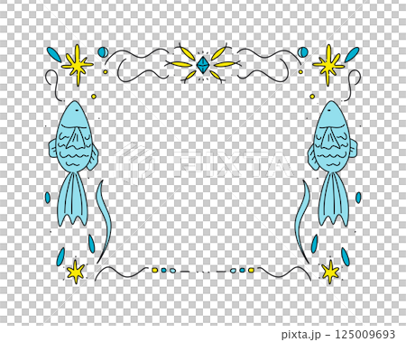 Beautiful hand-drawn fish frame 125009693