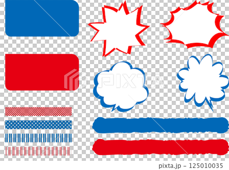 紅色和藍色手寫語音泡泡素材集 125010035