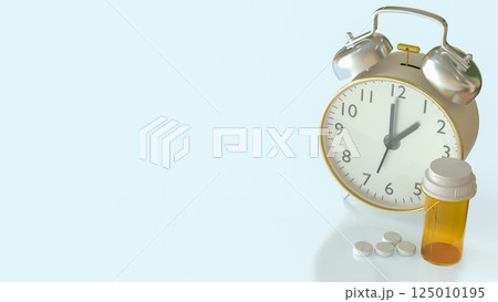 The Drug and clock for medical concept 3d Rendering. The Drug and clock for medical concept 3d Rendering. 125010195