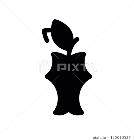 Icon depicting an eaten fruit core, symbolizing food waste 125010527