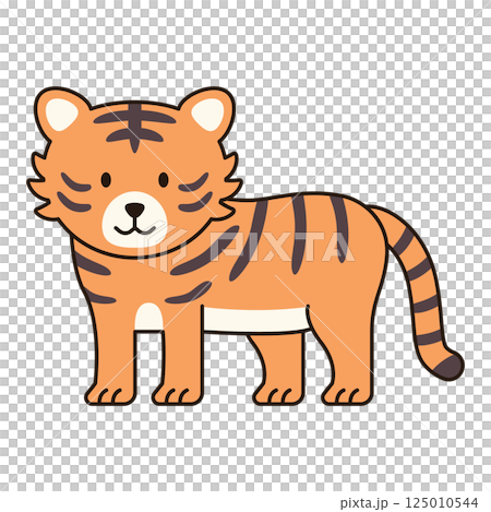 TIGER wild animal cute icon kawaii style illustration safari clean flat vector simple outline doodle drawing  isolated element sticker kiddy decorative  125010544