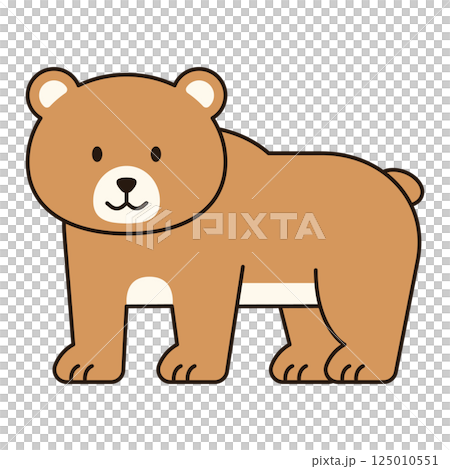 BEAR wild animal cute icon kawaii style illustration safari clean flat vector simple outline doodle drawing  isolated element sticker kiddy decorative  125010551
