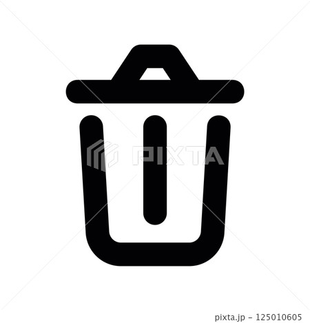 Simple outline icon of a trash can or waste bin for disposal purposes clearly 125010605