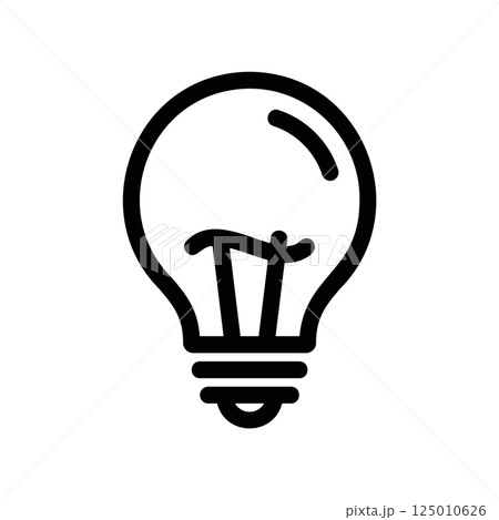 Simple outline icon of an incandescent light bulb with visible filament structure clearly 125010626