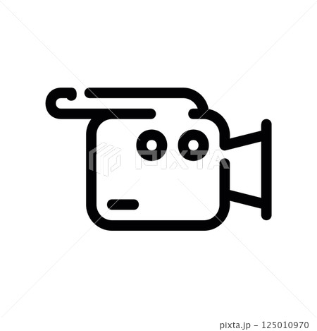 Line Art Video Camera Icon with Cartoon Eyes Facing Forward Design Line Art Video Camera Icon with Cartoon Eyes Facing Forward Design 125010970