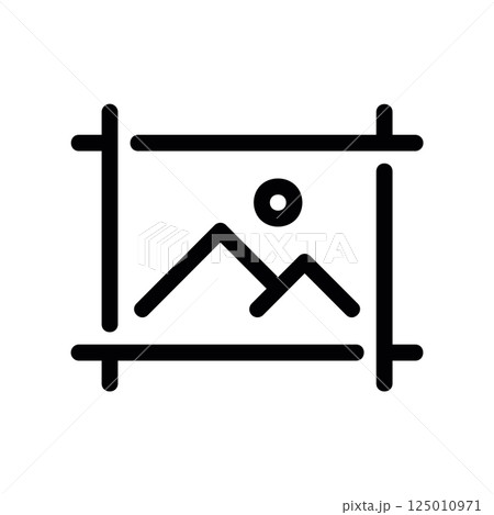 Image Crop Tool Outline Icon with Landscape Symbol Inside Frame Image Crop Tool Outline Icon with Landscape Symbol Inside Frame 125010971