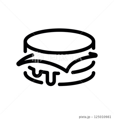 Burger Outline Icon with Cheese and Patty Layers Line Art Symbol Burger Outline Icon with Cheese and Patty Layers Line Art Symbol 125010981