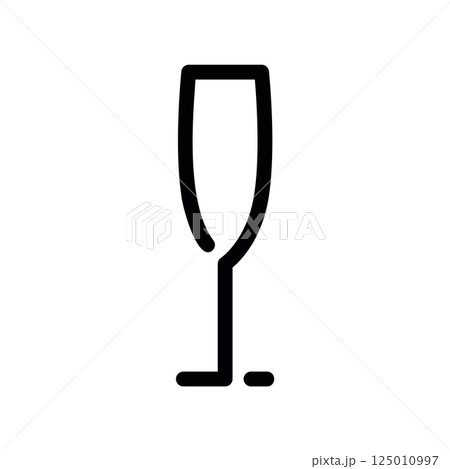Outline Icon of a Tall Slender Champagne Flute Line Art Symbol 125010997
