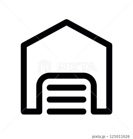 Building Icon Featuring a Large Roll Up Door Like a Garage Unit 125011026