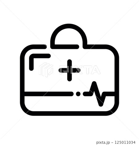Medical Kit Icon with First Aid Cross and Cardiogram Pulse Line 125011034