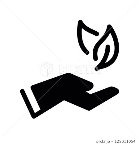 Hand Gently Cupping a Small Sprout with Leaf Symbolizing Growth Icon Hand Gently Cupping a Small Sprout with Leaf Symbolizing Growth Icon 125011054