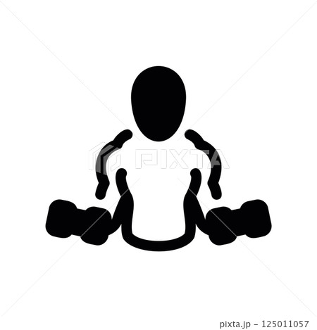 Abstract Figure Performing Dumbbell Curls Exercise Icon Silhouette Abstract Figure Performing Dumbbell Curls Exercise Icon Silhouette 125011057
