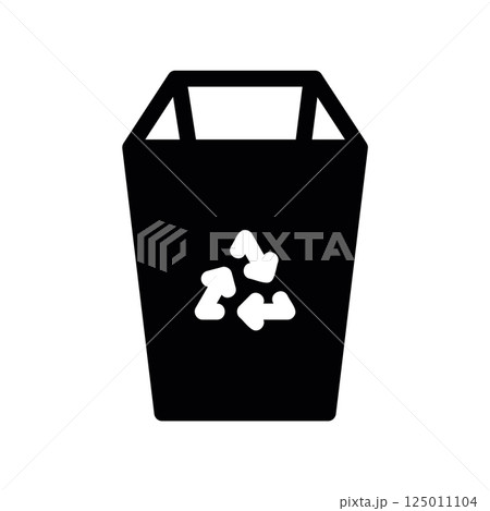 Black Recycling Bin Icon Marked with White Three Arrows Symbol Design Black Recycling Bin Icon Marked with White Three Arrows Symbol Design 125011104