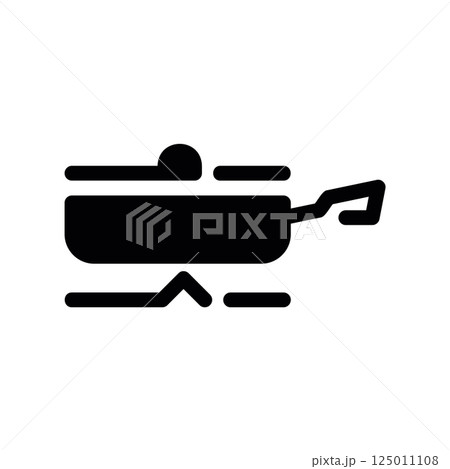 Frying Pan with Lid Cooking on a Gas Burner Flame Icon in Black 125011108