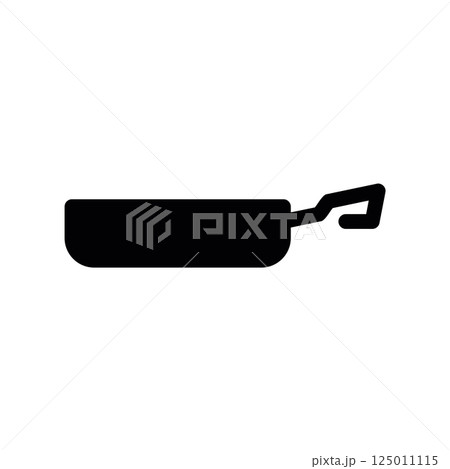 Minimalist Black Silhouette Icon of a Standard Kitchen Frying Pan Tool Minimalist Black Silhouette Icon of a Standard Kitchen Frying Pan Tool 125011115