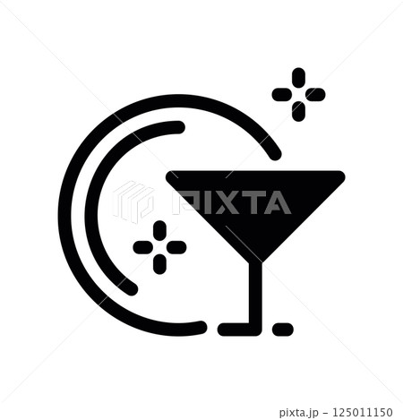 Sparkling Clean Martini Glass Next to Circular Dish Element Icon 125011150
