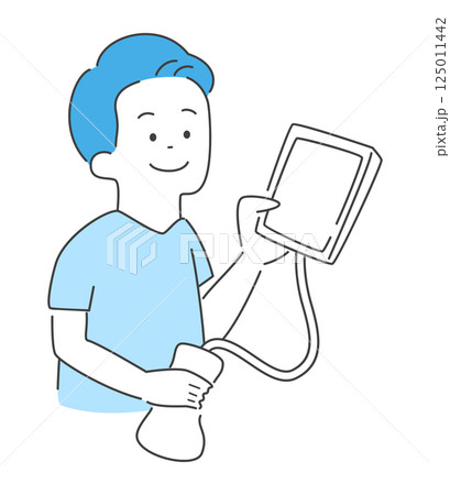 ポータブルのエコーを持つ男性のイラスト　ベクター 125011442