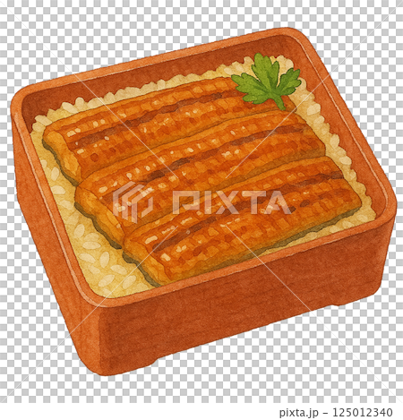 鰻魚的水彩插圖（附便當盒） 125012340