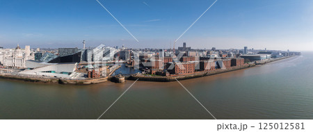 Aerial view of Liverpool featuring the Royal Liver Building, Albert Dock, Museum of Liverpool, Liverpool Cathedral, and the River Mersey waterfront. Aerial view of Liverpool featuring the Royal Liver Building, Albert Dock, Museum of Liverpool, Liverpool Cathedral, and the River Mersey waterfront. 125012581