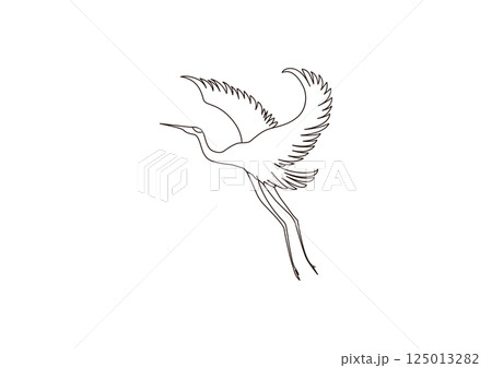 鶴 線画 鶴 線画 125013282