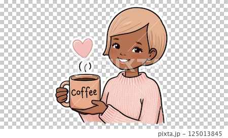 A woman drinking coffee 125013845