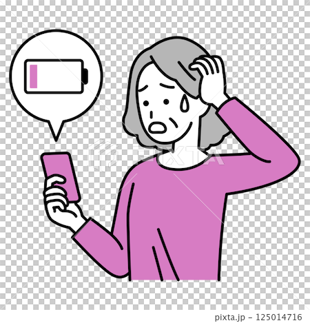 一位老婦人因智慧型手機沒電而煩惱 125014716