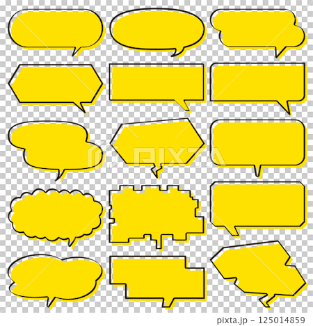 目立つ横幅のある吹き出しセット イエロー 目立つ横幅のある吹き出しセット イエロー 125014859