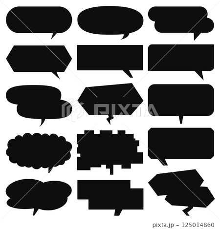 ベーシックな横長吹き出しセット ブラック	 125014860