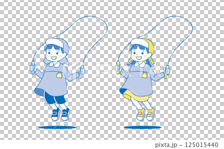 Kids skipping rope illustration 2C 125015440