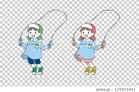 Kids skipping rope illustration 4C 125015441