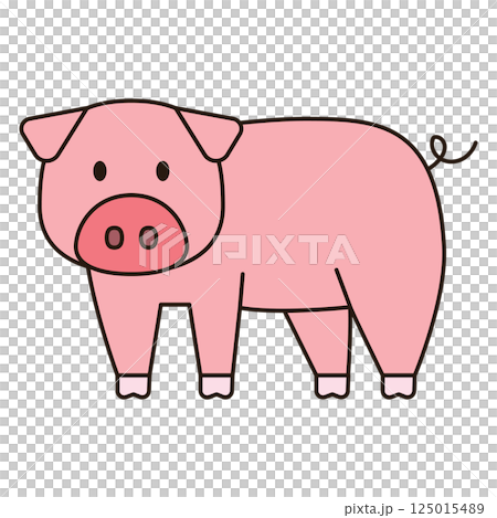 PIG cute animal illustration farm domesticated pet doodle kawaii drawing Japanese style kiddy smile happy playful decorative element object isolated 125015489