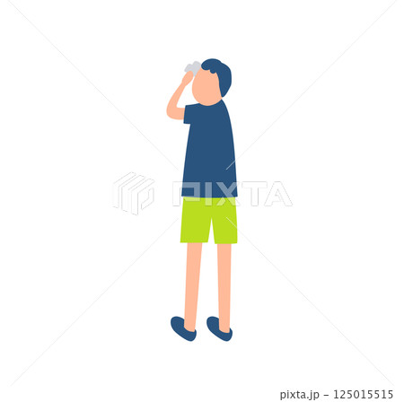 双眼鏡で観察する男性のイラスト 125015515