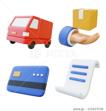 online shopping 3D icon set image 125015530