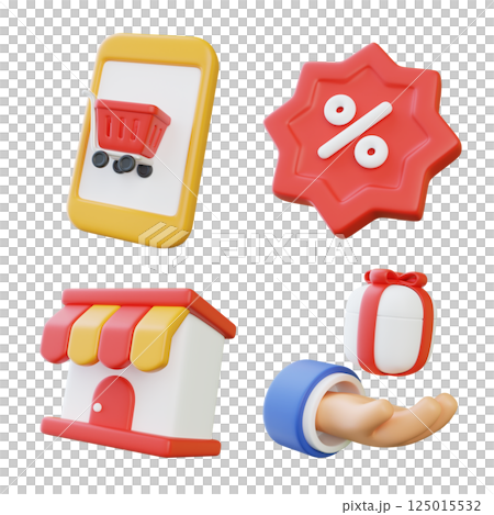 online shopping 3D icon set image 125015532