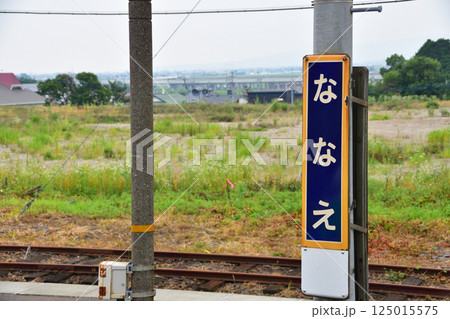 JR北海道、函館本線の函館駅から大沼駅までの普通列車車窓風景(2023年夏曇り空) 125015575