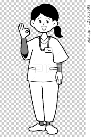 手繪風格女醫生穿著手術服單色OK 125015698