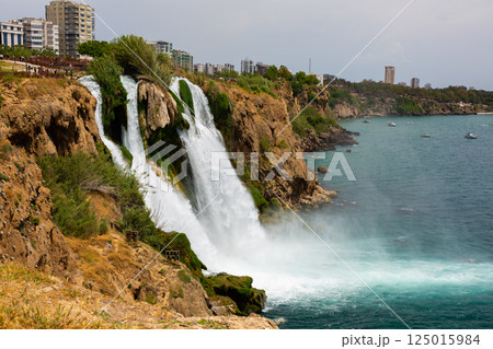 Lower Duden Waterfalls plunges directly into Mediterranean Sea Lower Duden Waterfalls plunges directly into Mediterranean Sea 125015984