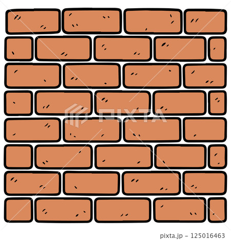 Classic Cartoon orange brick wall texture staggered pattern dark mortar Classic Cartoon orange brick wall texture staggered pattern dark mortar 125016463