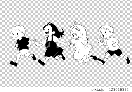 走っている子どもたち 125016552