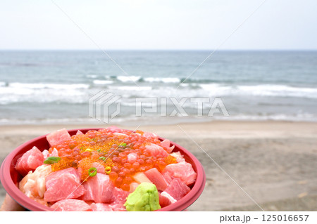 北海道函館市啄木小公園で食べる海鮮丼 125016657