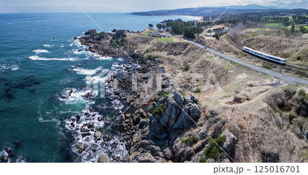 「青森県」八戸市の美しい種差海岸沿いを空撮 「青森県」八戸市の美しい種差海岸沿いを空撮 125016701