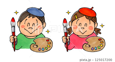 画家の男の子と女の子 125017200